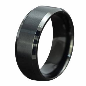 Contever® Anillo de hombre y mujer acero de Titanio Acero Pulido Ring Venda (Diámetro: 22.3 MM) Negro. Envíos a Castellón