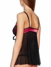 Obsessive Roseberry Babydoll Picardías Y Tanga,S/M,Negro-Fucsia. Envíos a Barcelona