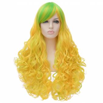 CLOCOLOR Halloween Cosplay Peluca de Pelo Natural Largo Rizado para Mujer Cosplay Fiesta Peluca de Disfraz Peluca de Colores Disfraz Brillante Amarillo. Envíos a Barcelona