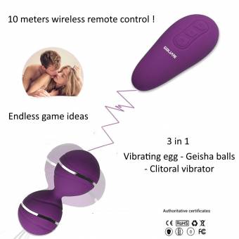 GOLIATE Dalia 3 en 1 Bolas Geisha Vibradoras de Lujo, Huevo Vibrador Sin Cable Silencioso a Control Remoto, Rodillo para Masaje - Estimulador de los Músculos Pélvicos, Ejercicios y Reeducación de 