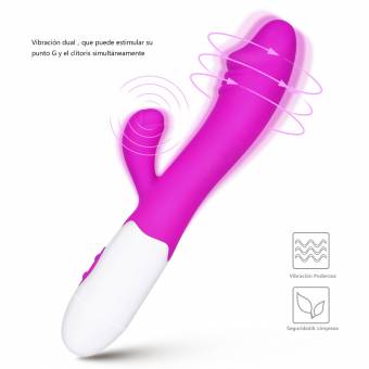 Donix mujeres de silicona vibrador femenino del G-punto del clítoris vibrante doble estimulación consolador masturbación juguete del sexo Individual / Pareja. Envíos a Madrid