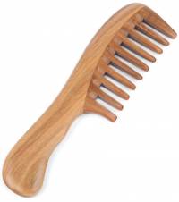 Ancha diente peine de madera pureglo Natural verde sándalo para desenredar no estática hecho a mano pelo peines para pelo grueso largo rizado con Premium Caja de regalo. Envíos a Granada