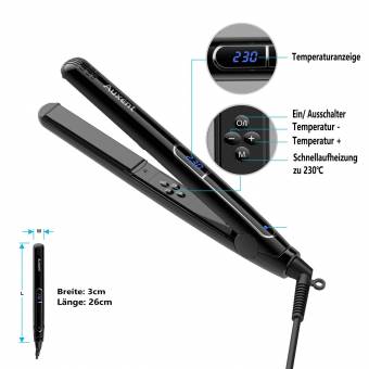 Auxent plancha de pelo Ion plancha de pelo con el revestimiento de cerámica de alta calidad para la ropa dulce, negra. Envíos a Tarragona
