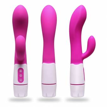 Cksohot® Consolador Silicona Masajeador Mujeres 16 Modos Doble Estimulación Consolador Massager personal Vibradores Inalámbrico y Impermeable del USB recargable - Rosa rojo. Envíos a Soria