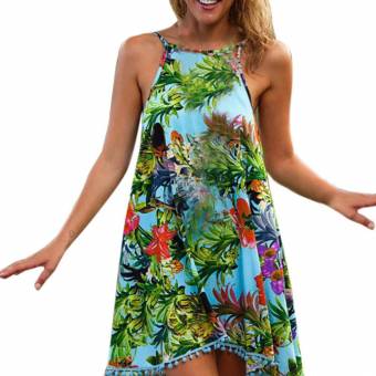 Longra ♣Diseño de la selva Verano de las mujeres impresas sin mangas vestido de playa (XXL). Envíos a Illes Balears