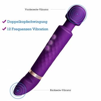Cksohot® Vibrador Silicona Doble Vibradores Mujeres Punto G Masajeador de Varita Vagina y Clítoris Consolador, 12 modos, Carga USB, Impermeable - Púrpura. Envíos a Madrid