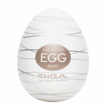 Tenga Huevo Silky, Funda Masturbadora, 4.9 x 6.1 x 4.9 cm, Color Blanco / Marrón / Plata - 38 gr. Envíos a Ávila