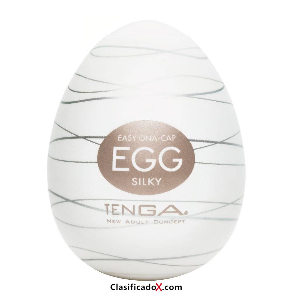 Tenga Huevo Silky, Funda Masturbadora, 4.9 x 6.1 x 4.9 cm, Color Blanco / Marrón / Plata - 38 gr. Envíos a Ávila