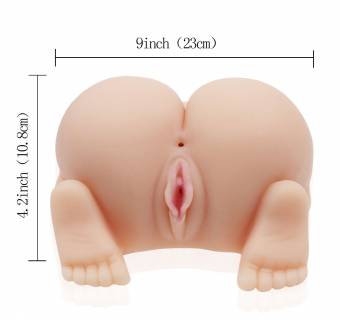 3D Masturbator Pussy and ass for men - Double masturbator made of super material - including vibrator egg with 10 different programs + USB warm heater + 30ml lubricant - 