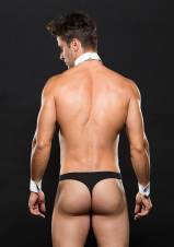 Baci Envy – Medio/Grande Negro Tuxedo Tanga Conjunto de cuello y puños. Envíos a Madrid