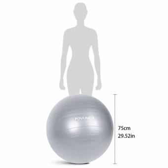 Bola de ejercicio POVUMGA,75cm,para culturismo,gimnasio,yoga,Estabilidad central,equilibrio,embarazada,Ejercicio de parto,PVC,Anti-ráfaga con Bomba de aire. Envíos a Málaga