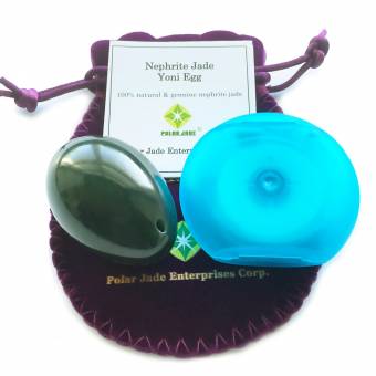 Huevo de jade de nefrita, mediano, perforado, con hilo sin cera e instrucciones, para todos los niveles y para entrenar los músculos de Kegel y obtener mejor control de la vejiga e impedir la incont