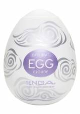 Tenga Huevo Cloudy, Funda Masturbadora, 4.9 x 6.1 x 4.9 cm, Color Blanco / Lila / Plata - 46 gr. Envíos a Madrid