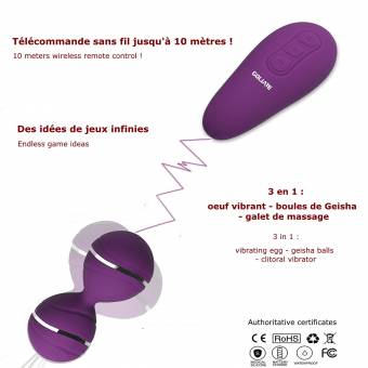 GOLIATE Dalia 3 en 1 Bolas Geisha Vibradoras de Lujo, Huevo Vibrador Sin Cable Silencioso a Control Remoto, Rodillo para Masaje - Estimulador de los Músculos Pélvicos, Ejercicios y Reeducación de la Z
