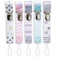 Pinza Para Chupete Para Niñas - Paquete De 5 – Cadena Para Chupete Universal De Alta Calidad – Diseño Hermoso De Doble Cara De Estilo Moderno – Titular De Chupete – La Mejor Cadena Chupete Niña Para S