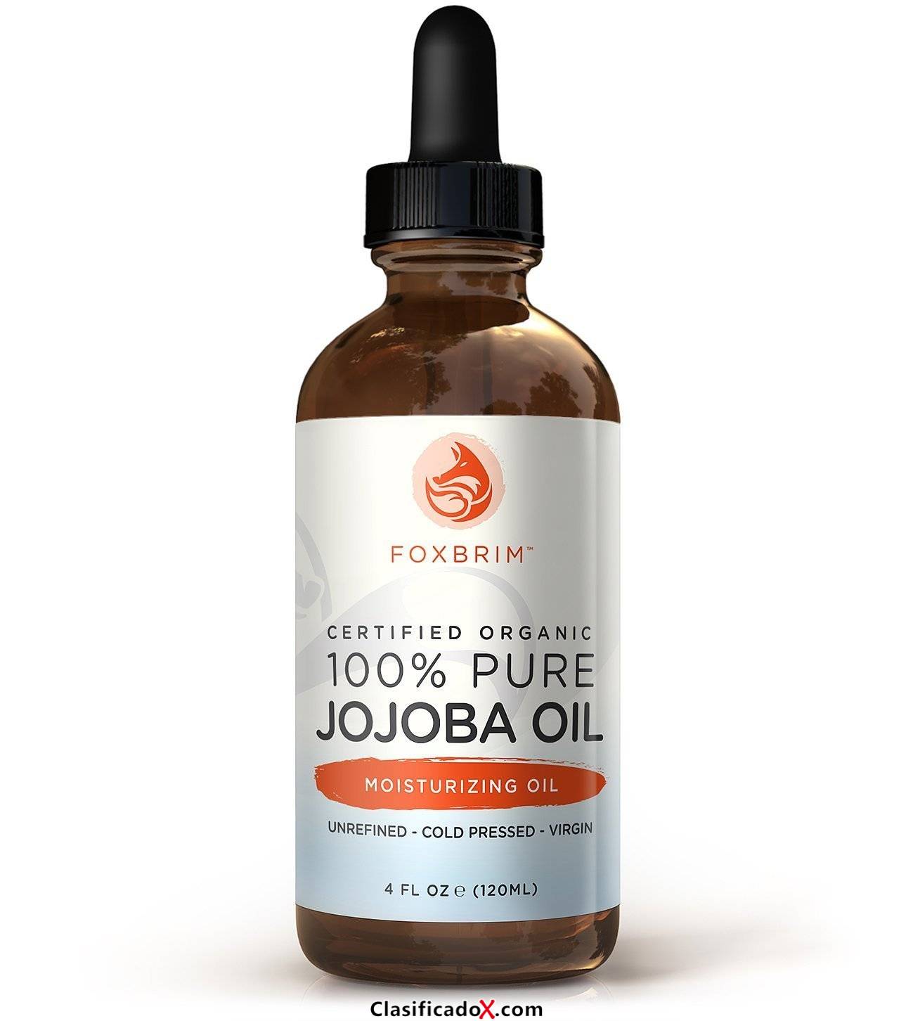 Foxbrim - Aceite de jojoba Foxbrim - 100 % puro, orgánico, certificado - Beneficios para la cara, la piel, el pelo y las uñas - Excepcional para piel sensible y seca - Con abundantes nutrientes esenci