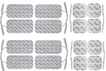 16 electrodos conexión de clavija 2mm (8*50x50mm + 8*100x50mm). Almohadillas para electroestimuladores TENS EMS. Envíos a Cáceres