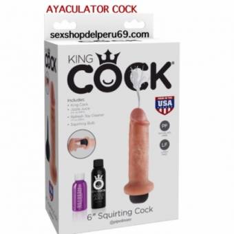 CONSOLADOR VIBRADOR KING COCK 6 SQUIRTING. Este Rey chorro es ultra-realista y va a satisfacer todos tus antojos de tu imaginación esculpido
