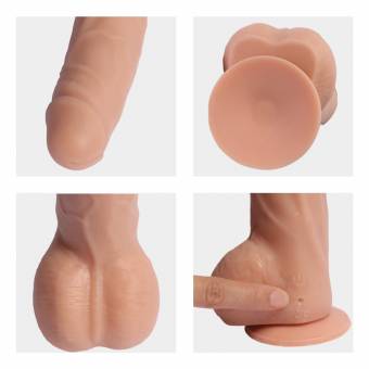 Pene Vibrador Consolador (19 cm), 360 ° Consolador Vibratorio Realista Giratorio con Testículos Ventosa, Vibradores Realistas De Silicona Juguetes Sexuales, Consolador Dong Remoto. Envíos a Vizcay