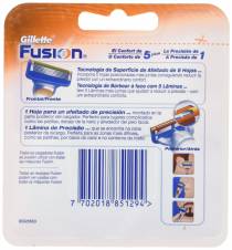 Gillette Fusion - Recambios de maquinilla de afeitar para hombre - 4 recambios. Envíos a Cantabria