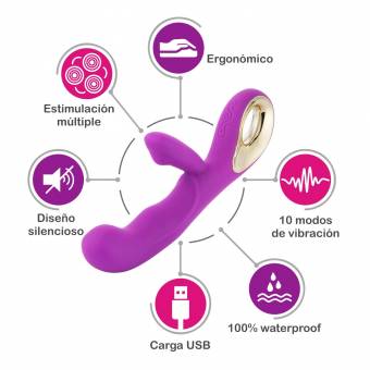 Novitat Vibrador para Mujeres | Ideal para Jugar en Pareja | Estimulación de Clítoris, Punto G y Punto U | Juguete Sexual con 10 Modos de Vibración | Carga USB | Novedad Vibradores Amazon (Purpura