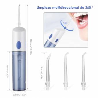 SIMBR Irrigador Bucal Eléctrico y Dental Portátil e Impermeable con 3 Recambios de Boquillas y Tanque Desmontable de Agua 140ml para Viaje y Casa. Envíos a Jaén