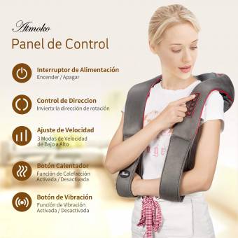 Shiatsu Masajeador Cervical,ATMOKO Shiatsu Masajeador de Cuello y Hombros con Calor, Modo de Vibracion Adicional, Masaje de Amasamiento para Cuello, Espalda, Hombro y Piernas, Uso en el Hogar, Oficin