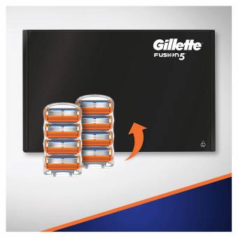 Gillette Fusion5 - Cuchillas de recambio para maquinilla de afeitar Gillette para Hombre, aaquete apto para el buzón de correos, 5 hojas antifricción, para un afeitado imperceptible - 8 Recambios. 