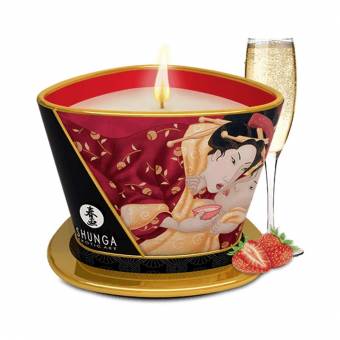 Shunga Vela de Masaje Romance, Aroma de Vino Espumoso con Fresas, Color Blanco - 170 ml. Envíos a Asturias