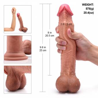Luvkis 10-Inch Pene realista Realistic Dildo doble capa de silicona consolador en forma completa y fuerte Ventosa para la vida-como experiencia Anal y Pussy Play Masturbación Sex Toy (10 pulgadas). 