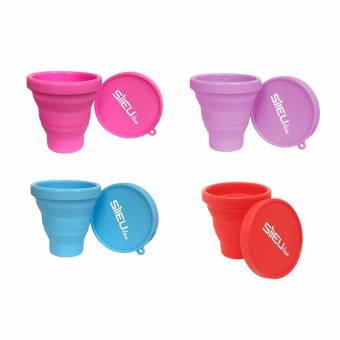 Copa Menstrual Sileu Cup Tulip - Fácil de poner y quitar, suave hipoalergénica - Más vendida en farmacias, recomendada por ginecólogos - Talla Pequeña + Grande Morado + Esterilizador Plegable Al