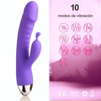 Louviva Masajeador, Carga USB, Impermeable, 10 Modos, Morado. Envíos a Illes Balears