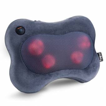 Naipo MGP-129M Almohada de Masaje para Cuello y Espalda Shiatsu Cojín Masajeador de Franela con Función de Calor para Relajar las Contracturas y Dolores Musculares en Casa, Oficina - Gris. Envíos 