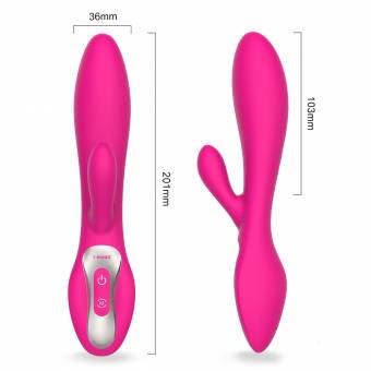 Nuevo multi 7 frecuencias conejo vibrador impermeable USB recargable Silicona médica Cetro mágico Penetración de lengua Doble vibración Videos para adultos Juguete sexual Estimulador de clítoris