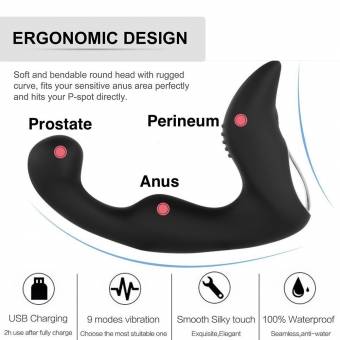 Cooltime 9 modos Estimulador vibrante de la próstata anal Vibradores médicos del silicón Estimulador del perineo Vibrador anal, enchufe anal extremo Vibradores anal Juguetes del sexo de la masturb
