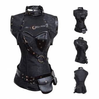 FeelinGirl Estilo de Soldado Vintage Brocado Bustier Corsé para Mujer Ngero XXL. Envíos a Málaga