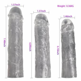 Penis Extender Reusable Consolador Extensor de Pene de del Sexo Juega la Ampliación del Pene Hacia y Retrasar la Eyaculación Condón for man (3pcs S, M y L). Envíos a Ávila