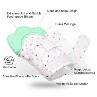 Manopla de dentición de silicona para bebé, Guante de alivio de dolor y alivio del dolor Guante de dentición de seguridad alimentaria BPA GRATIS para bebé y niña de 3 a 12 meses（naranja）. En