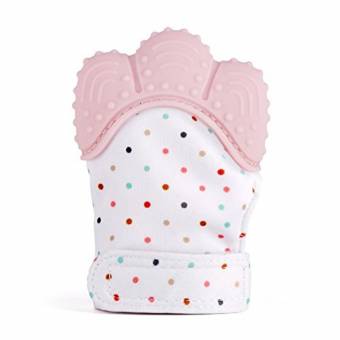 Manopla de dentición de silicona para bebé, Guante de alivio de dolor y alivio del dolor Guante de dentición de seguridad alimentaria BPA GRATIS para bebé y niña de 3 a 12 meses（Rosado）. Env