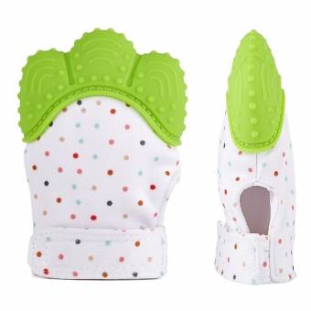 Manopla de dentición de silicona para bebé, Guante de alivio de dolor y alivio del dolor Guante de dentición de seguridad alimentaria BPA GRATIS para bebé y niña de 3 a 12 meses（Verde）. Env?