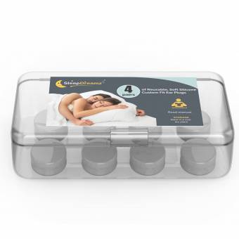 Tapones para los oídos de silicona SleepDreamz® (4 pares) - ¡BLOQUEE YA EL RUIDO NO DESEADO! - Tapones para los oídos diseñados científicamente para proteger contra ruidos de 22 decibelios - Tapones p