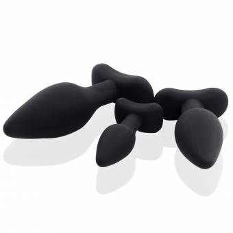 Nautime Tres Piezas Plug Anales Masajeador Portátil Erótico Negro Para la Expansión y la Masturbación en (Ø 28 mm, Ø 40 mm y Ø 45 mm) Tamaño,Silicona Extremo Enchufe Conjunto Para Mujeres y H