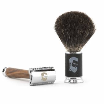 Rusty Bob - Maquinilla de afeitar y cepillo de afeitar hecha de pelo de tejón y el afeitado y cinco hojas de afeitar - Safety Razor - Set 10. Envíos a Ciudad Real