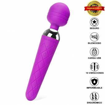 Masajeador Impermeable de Manos de Silicona con 10 Modos, Recargable de USB,19.5cm×4cm. Envíos a Ciudad Real