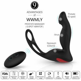 3 in 1 Massager de Prós-tata Control Remoto Inalá-mbrico,  9 Velocidades Vibr-ador An-ales con el Anillo del Pe-ne y el Anillo de la Bola - Vibr-ador Impermeables Pu-nto G S-ex To-ys para Hombres M
