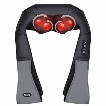 Naipo Masajeador de Cuello y Hombros Clásico Shiatsu Masajeador Cervical con Intensidad Regulable y Función de Calor para Aliviar Tensión y Dolores Musculares en Casa, Oficina o Coche Gris 2 Años