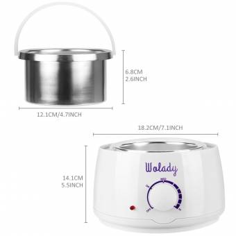 Calentador de Cera de la Aplicación Eléctrica Wolady Kit de Eliminación de Cera Caliente Depilatory Cera 500ml 4 Paquetes Granos de Cera 10 Palillos Madera Casero Spa Cara Brazos Axilas Piernas Bi