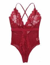 Scallop Mujer Lencería Erótica Body Correa Encaje Floral Sexy Picardías Ropa Interior Rojo oscuro XXL. Envíos a Ciudad Real