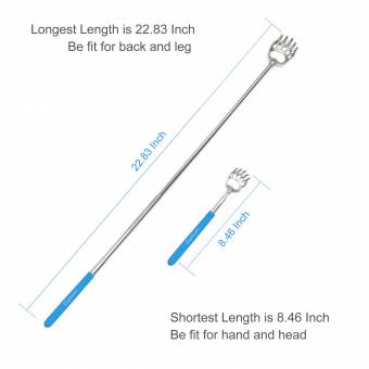 Set 5 Rascador Espalda Telescópico por DigHealth, Extensible 21-58cm, Acero Inoxidable, con Mango de Goma, Garra de Oso, Mano Masajeador Corporal de Hogar Viaje Oficina. Envíos a León