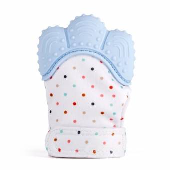 Manopla de dentición de silicona para bebé, Guante de alivio de dolor y alivio del dolor Guante de dentición de seguridad alimentaria BPA GRATIS para bebé y niña de 3 a 12 meses（Azul）. Enví